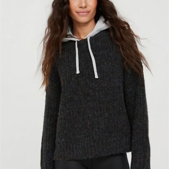 New Aerie Women's Offline Speckle Rib Knit Sweater Hoodie Size Medium Streetwear - Picture 2 of 7